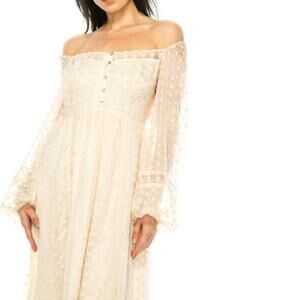 NWT Penelope Rose Boho Long Sleeve Peasant Dress Large